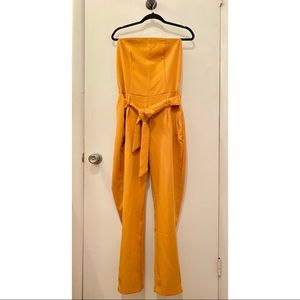 XL mustard yellow strapless romper/jumpsuit